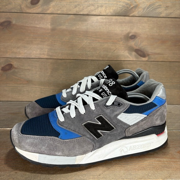 new balance 998 mens size 9 shoes gray blue USA made running sneakers